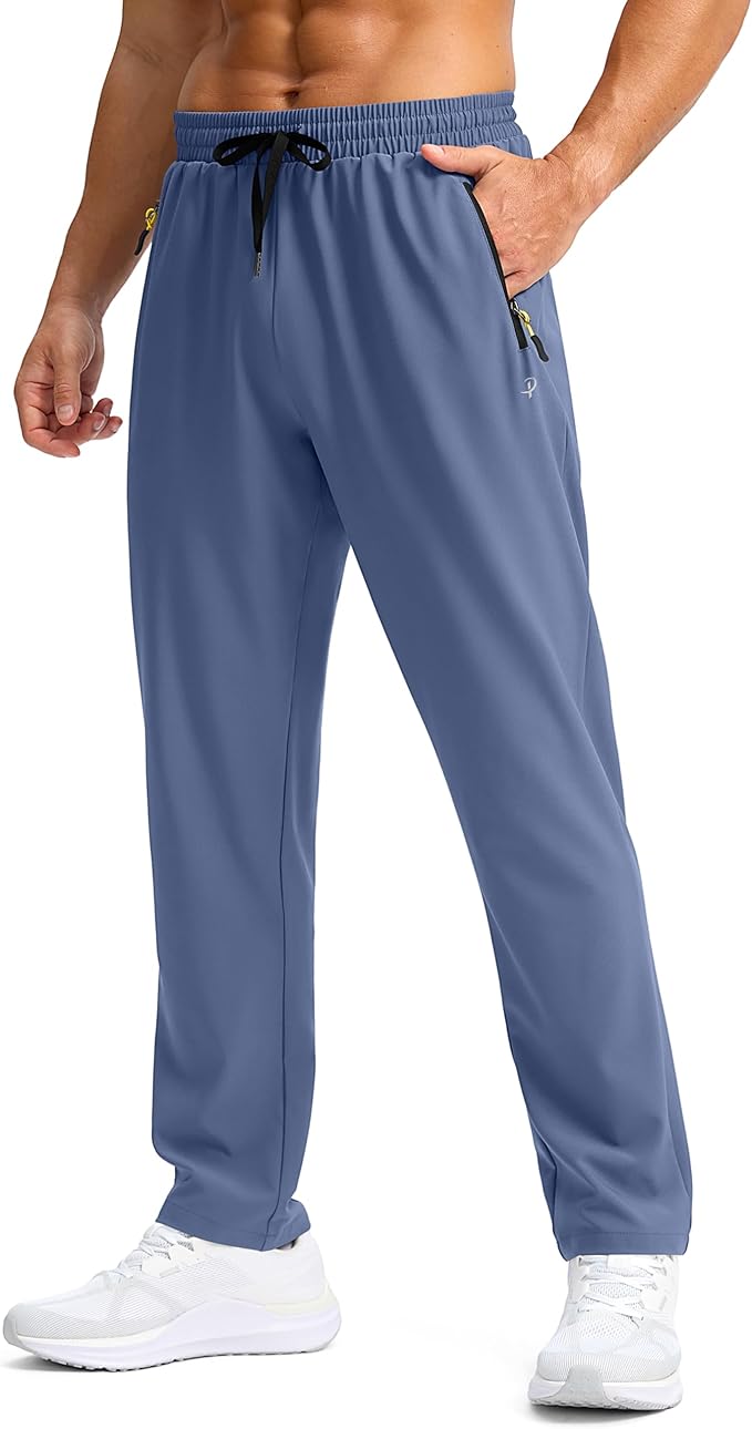 Pudolla Men's Lightweight Hiking Pants Quick-Dry Outdoor Sweatpants with Zipper Pockets for Casual Travel Athletic Workout