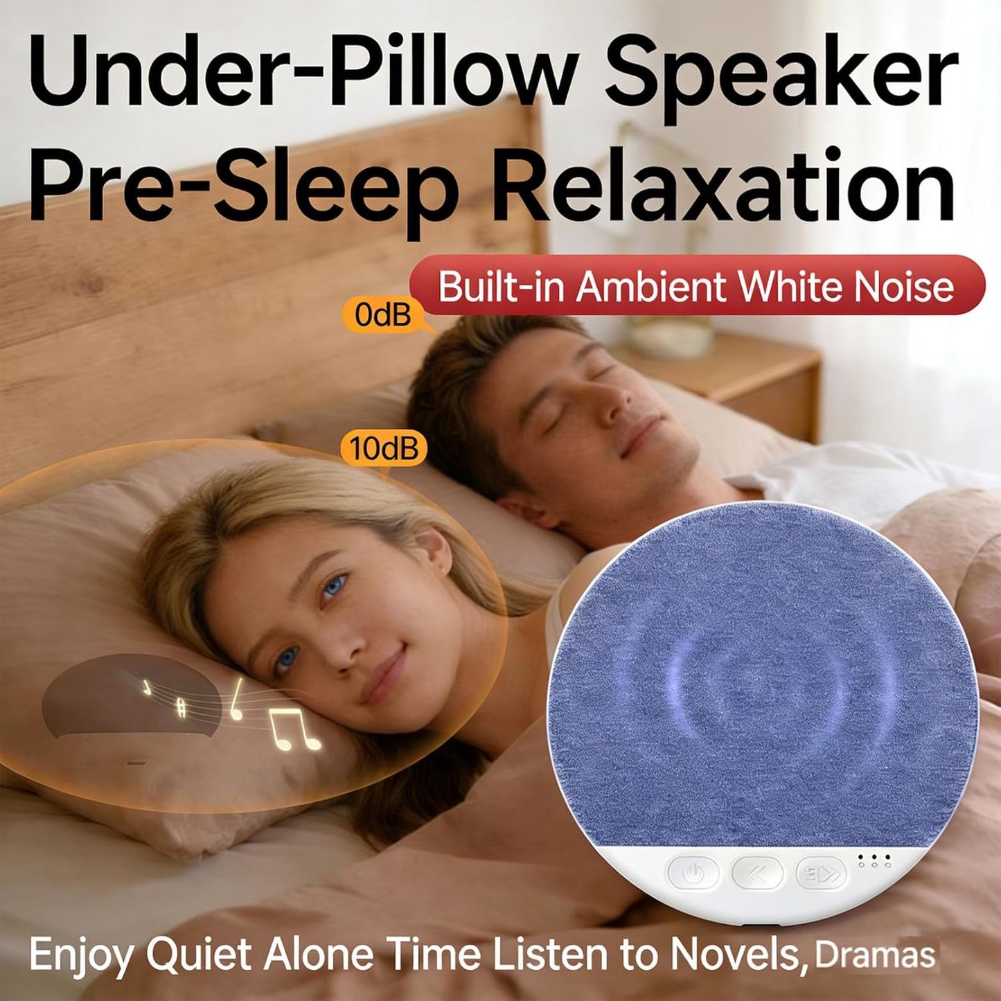 2026 2Pcs) Upgrade Pillow Speaker for Sleeping, Sleep Speaker Under Pillow Bluetooth with White Noise, Dual-Mode