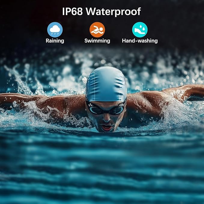 Ring Health Tracker for Women Men, Fit Ring with Heart Rate, Blood Oxygen, Sleep Monitor, Calories, Step Counter, IP68 Waterproof Smart Ring for iPhone & Android, No Subscription Fee (Gold, 6#)
