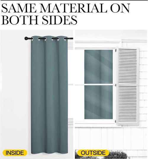 NICETOWN Blackout Curtains - Noise Reducing, Thermal Insulated Drape Panels for Small Windows | Greyish Blue, 2 Panels (W55 x L68-Inch)