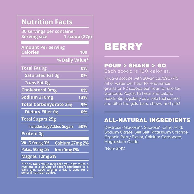 Tailwind Nutrition Endurance Fuel, Carbohydrate & Electrolyte Sports Drink Mix Powder, Gluten-Free, Vegan, Berry, 30 Servings