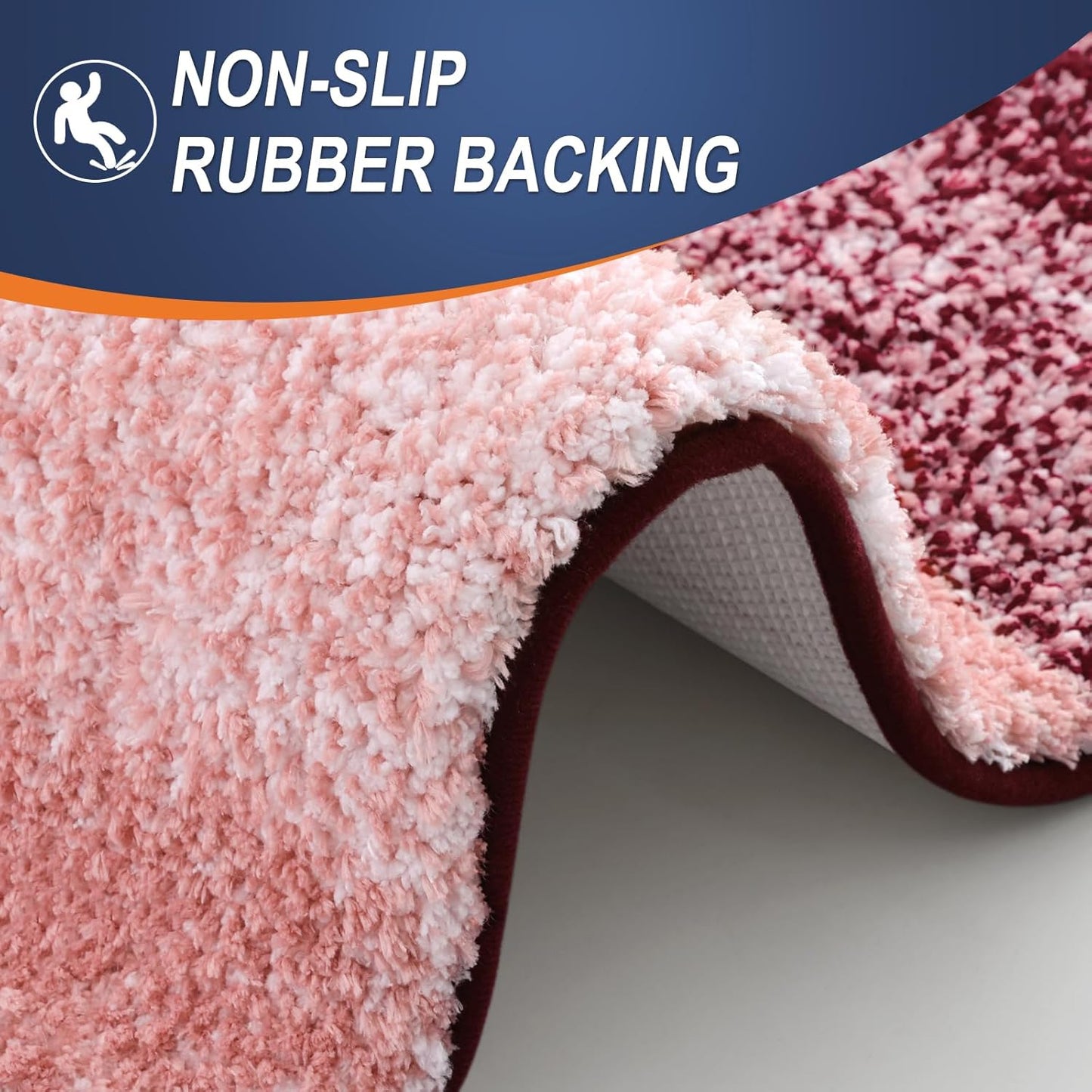 OLANLY Large Bath Rugs - Extra Soft Microfiber Mat 54x24 | Quick Dry & Machine Washable - Red