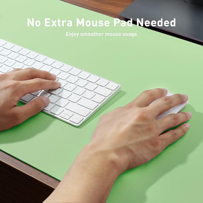 Aothia Leather Desk Pad Protector, Mouse Pad, Office Desk Mat, Non-Slip PU Leather Desk Blotter, Laptop Desk Pad, Waterproof Desk Writing Pad for Office and Home (23.6" x 13.7", Foam Green)