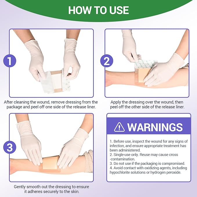 Silicone Foam Dressing 3" x 3" with Border, High Absorbency Wound Bandage, Gentle Adhesion, Soft Breathable Silicone Bandages for Wound Care, Pack of 10
