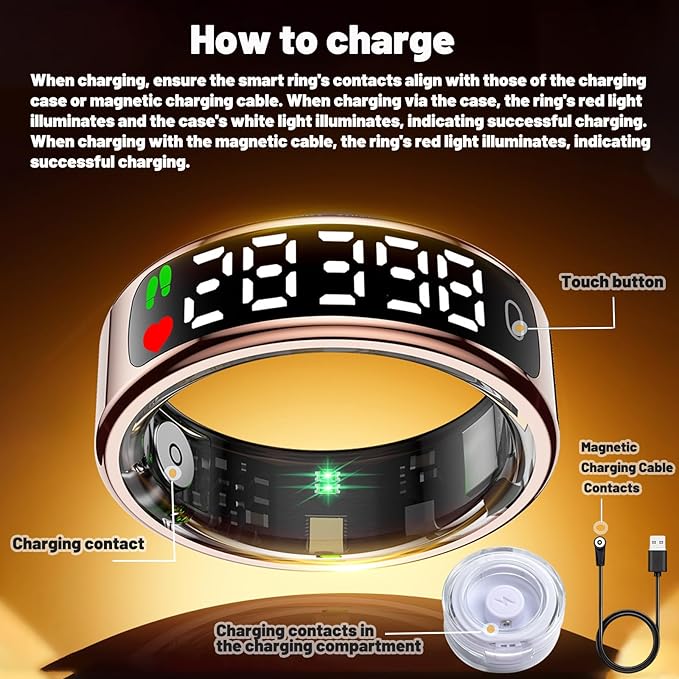 Smart Health Ring for Women Men, Smart Ring Fitness Tracker for iOS Android, Heart Rate, Blood Oxygen, Blood Pressure, Sleep Monitoring,5ATM Waterproof, No Subscription Fee (Silver, 10#)