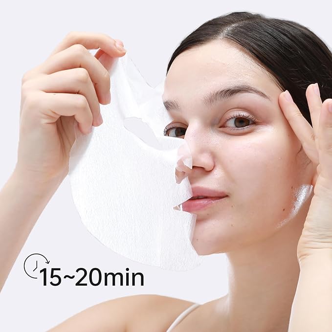 '+WIS+ Hyaluronic Acid Face Mask 24 EA with Hyaluronic Acid Serum and Vitamin B5, Hydrating Facial Mask for Dry Skin, Anti-Aging Mask to Plump and Repair Dehydrated Skin, Safe on Sensitive Skin