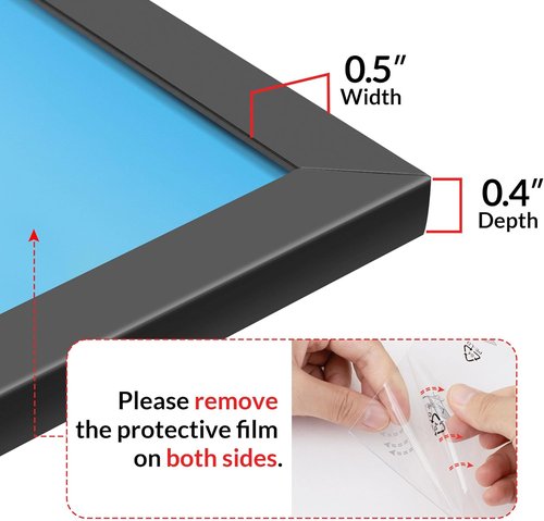 LaVie Home 8x20 Picture Frame - Classic Black Wall Display Frame with HD Plexiglas | Vertical & Horizontal Options