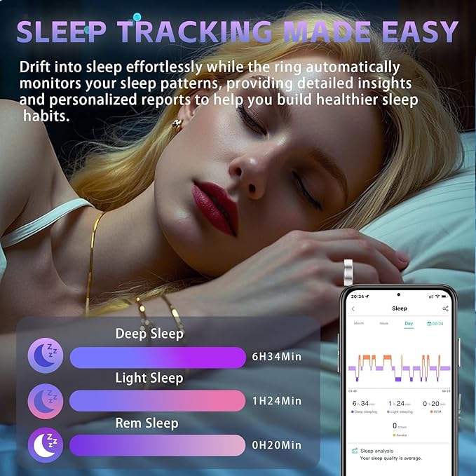 Smart Ring for Women ??Fitness Tracker Ring with Heart Rate, SpO2, Blood Pressure, Sleep Monitoring, Step & Calorie Counter, No Subscription Fee, iOS & Android Compatible (Silver, 11)