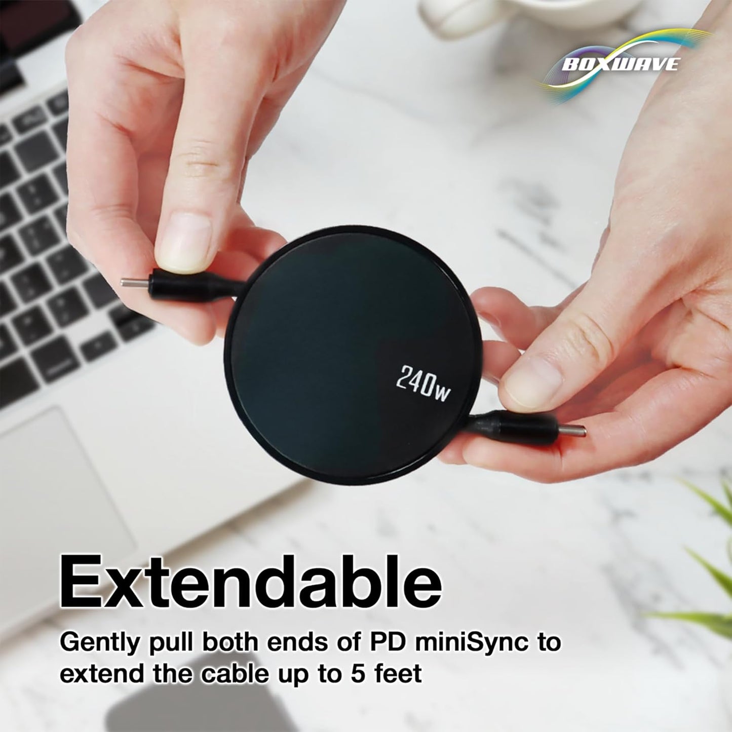 BoxWave MP3 (2.4 (240W), 240W Cable Compatible with Safuciiv Player in) - PD miniSync Retractable PD Portable USB