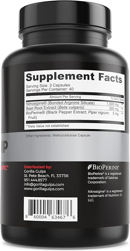 Primal Pump Nitric Oxide Supplement Nootropic 1500mg Nitrosigine L Arginine & Beet Root for Muscle Growth, Pumps, Blood Flow, Energy & Focus - Max Strength Pre Workout N.O. Booster