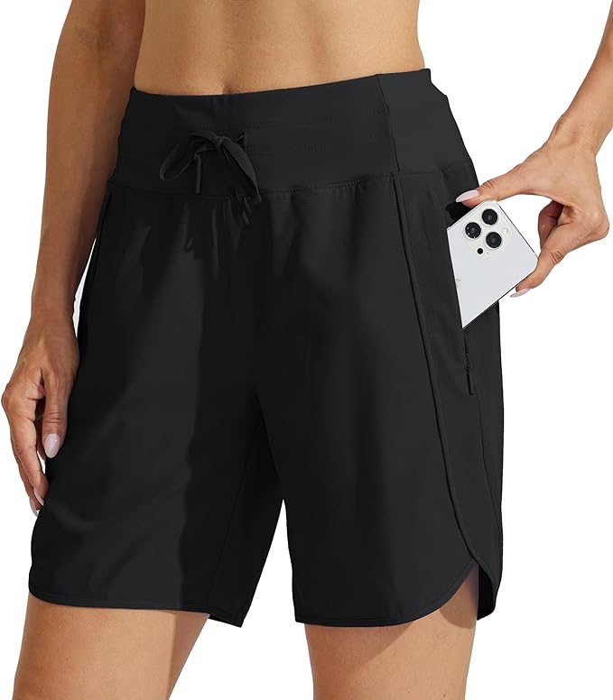 Willit Women's 7" Athletic Running Shorts Long Workout Hiking Shorts Quick Dry High Waisted Active Zipper Pocket(XX-Large)