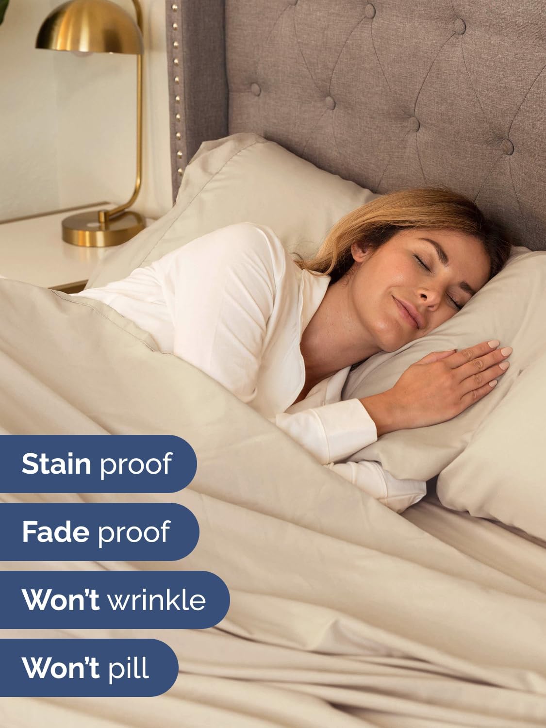 Skiennix Extra Deep Twin Sheet Set - 4 Piece Breathable Cooling Sheets - Luxury Hotel Quality - Soft Wrinkle-Free Wheat