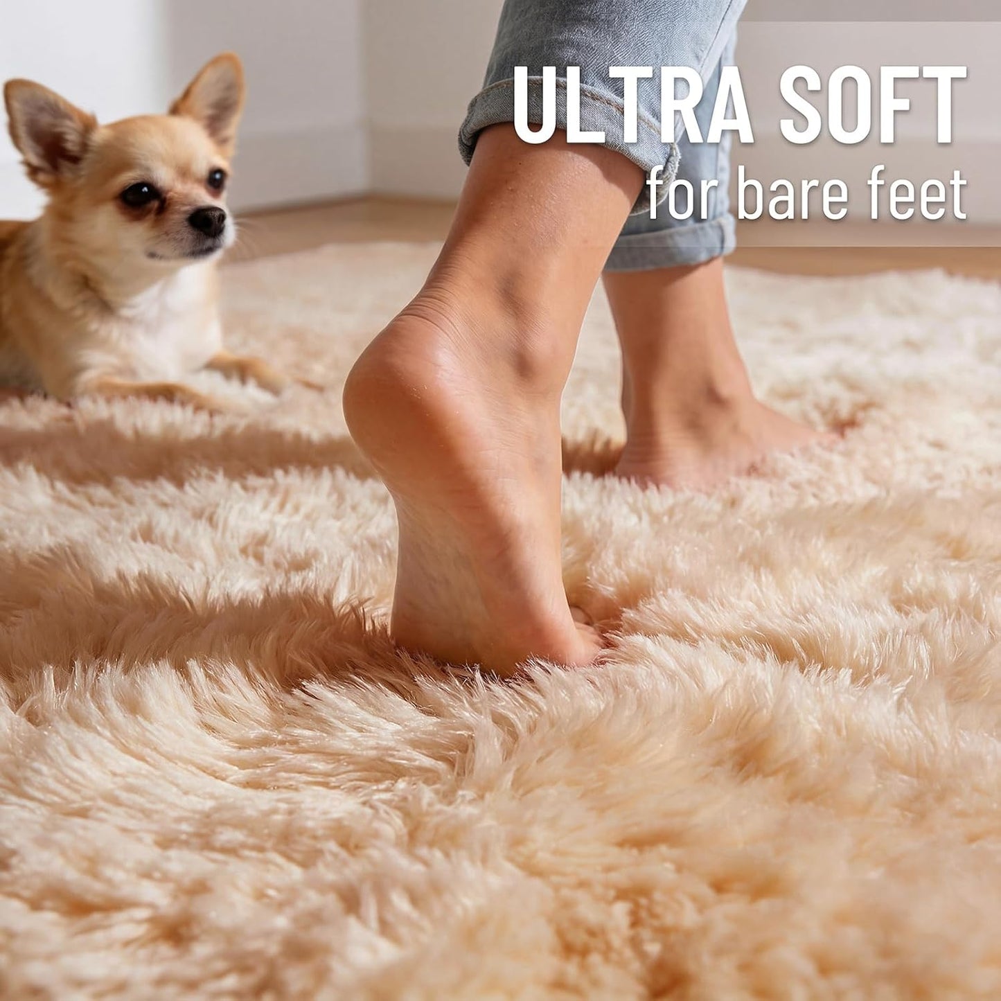 OLANLY Runner Rugs - Soft, Machine Washable Shaggy Carpet for Hallway & Bedroom | Beige 2x10 ft