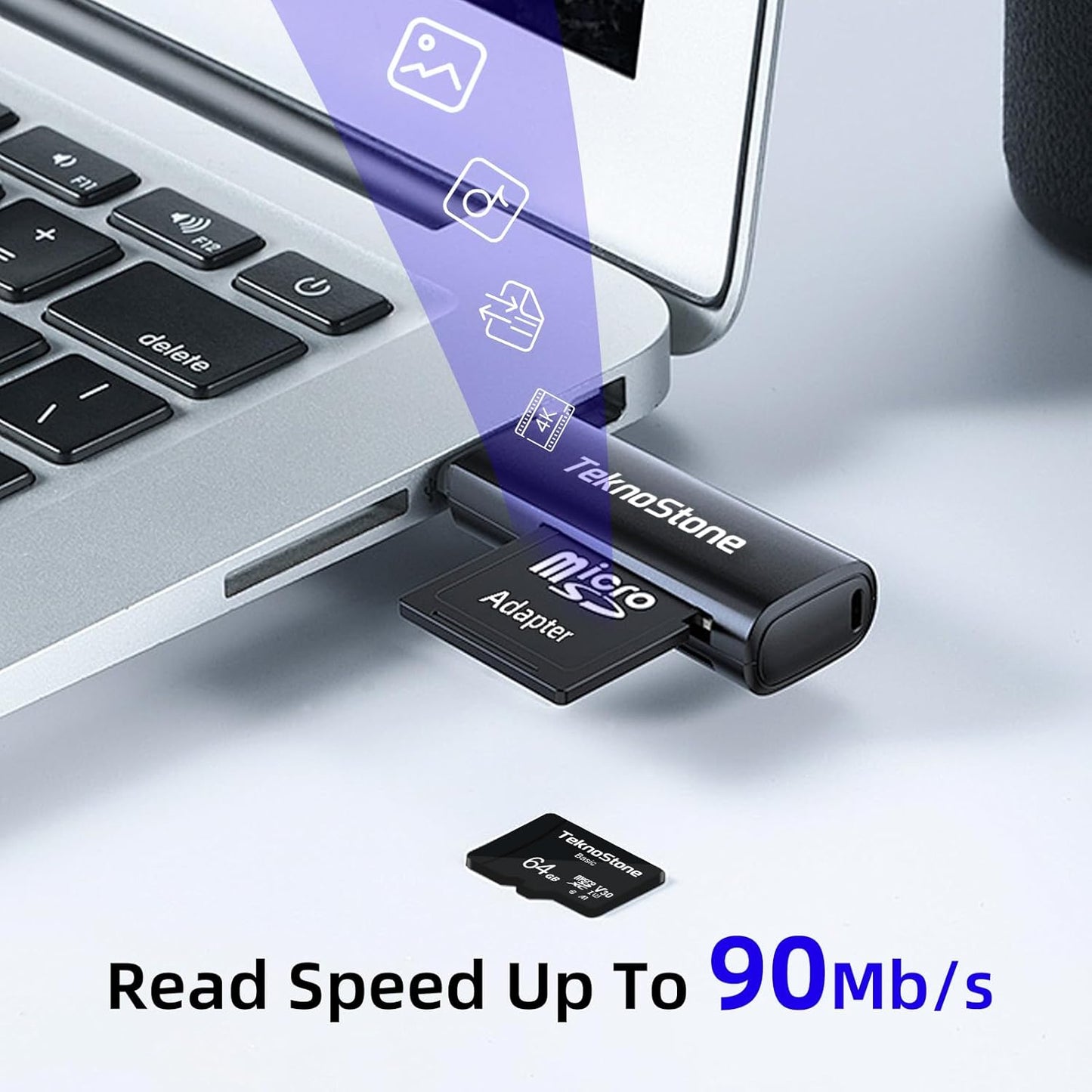 Teknostone 256GB 90MB/s 50MB/s C10 U3 V30 A1 (1 Pack) Basic MicroSDXC Flash Memory with Adapter Read Write UHS-I Rated