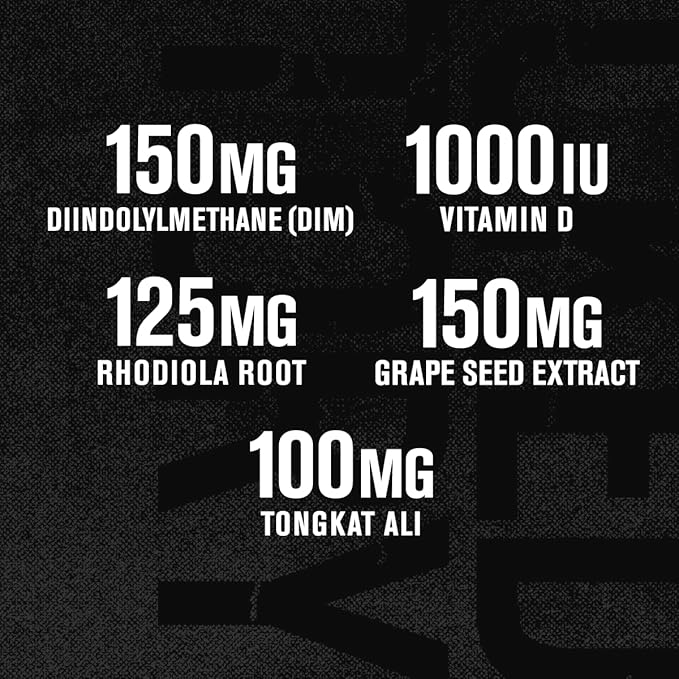 Jacked Factory Androsurge Estrogen Blocker for Men - Natural Testosterone Booster for Men & Estrogen Metabolizer with Tongkat Ali, DIM, Long Jack & More - Test Booster & Muscle Builder - 60 Count