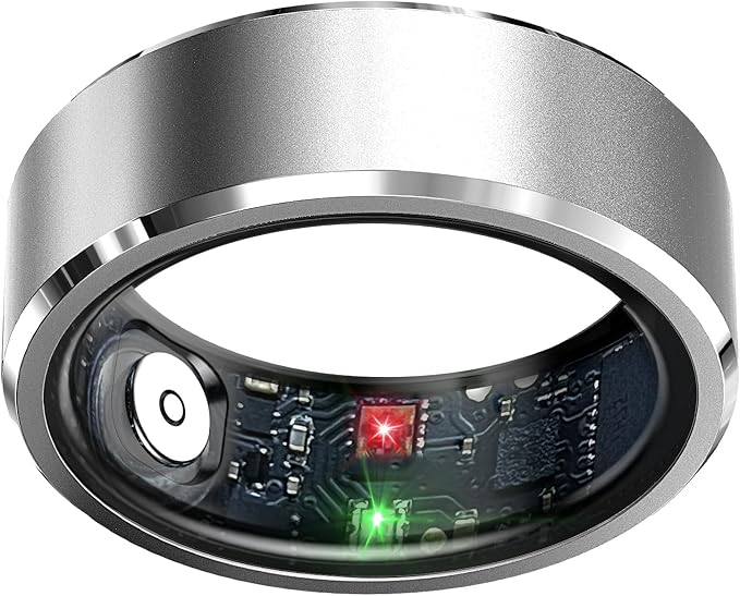 Smart Ring Health Tracker, Sleep Tracker Ring with Heart Rate, Waterproof Fitness Ring for Activity Monitoring/Steps/Distance/Calories,Air Gestures,Up to 7-Day Battery,for iOS Android(Light Silver#10)