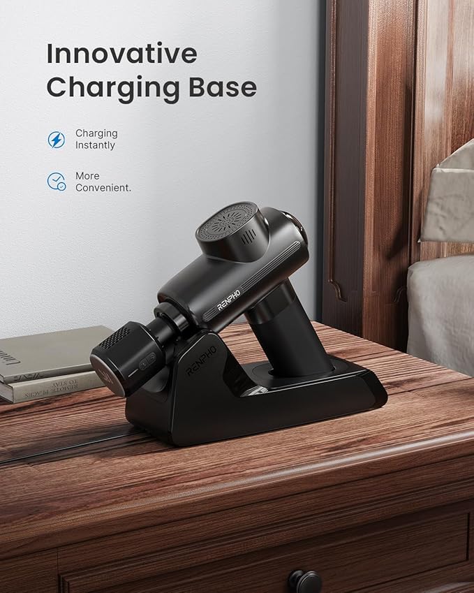 RENPHO Massage Gun Deep Tissue with Charging Stand, Heat and Cold Head, Percussion Body Muscle Masajeador for Athletes Pain Relief, Active Thermacool Deluxe