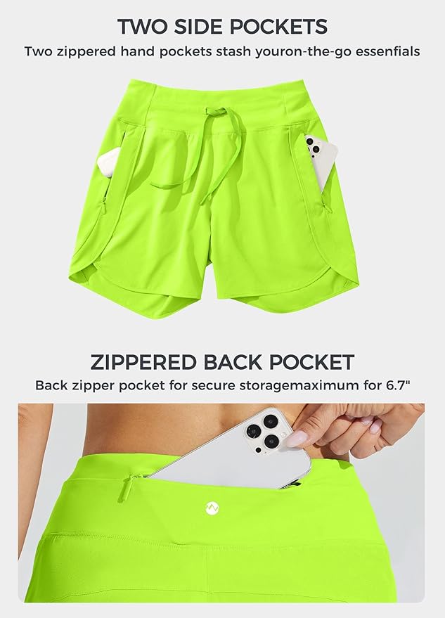 Willit Women's 7" Athletic Running Shorts Long Workout Hiking Shorts Quick Dry High Waisted Active Zipper Pocket(XX-Large)