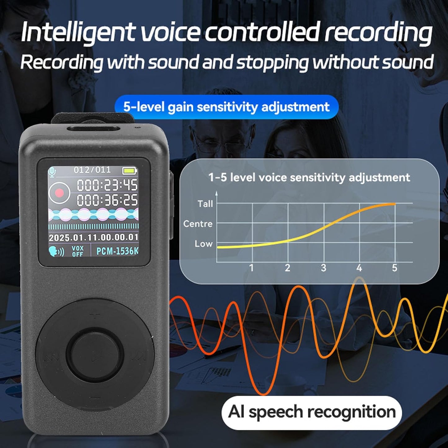XUMIUZIY MP3 1536Kbps 5 (32GB) Player, Music Player Digital Audio Player with Noise Reduction HD Lossless Recording
