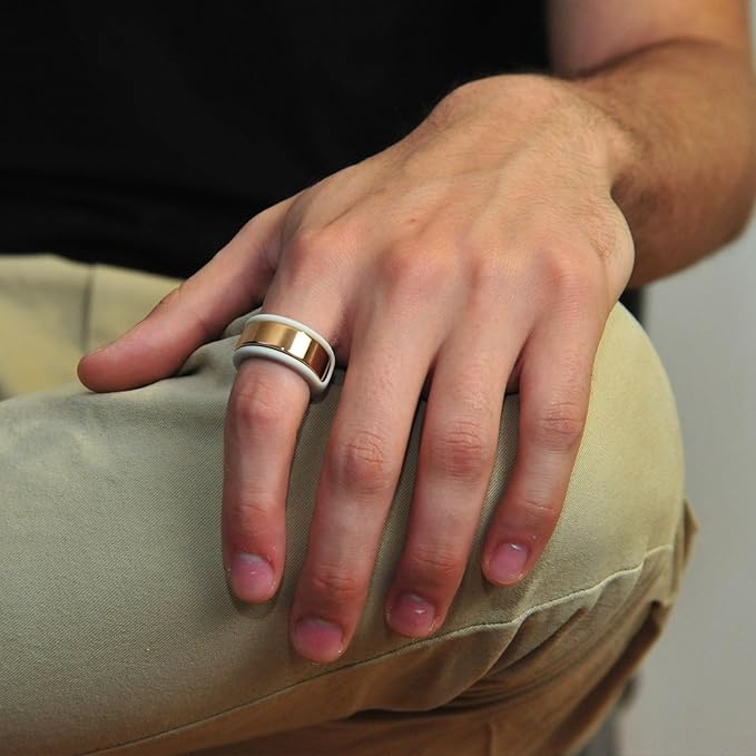 Rinfit Smart Ring Protector - Silicone Ring Enhancer for Active Lifestyle and Gym - StyleFit U.S. Design Patent - Stone, Size 8