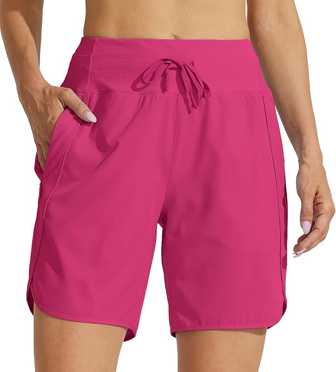 Willit Women's 7" Athletic Running Shorts Long Workout Hiking Shorts Quick Dry High Waisted Active Zipper Pocket(XX-Large)