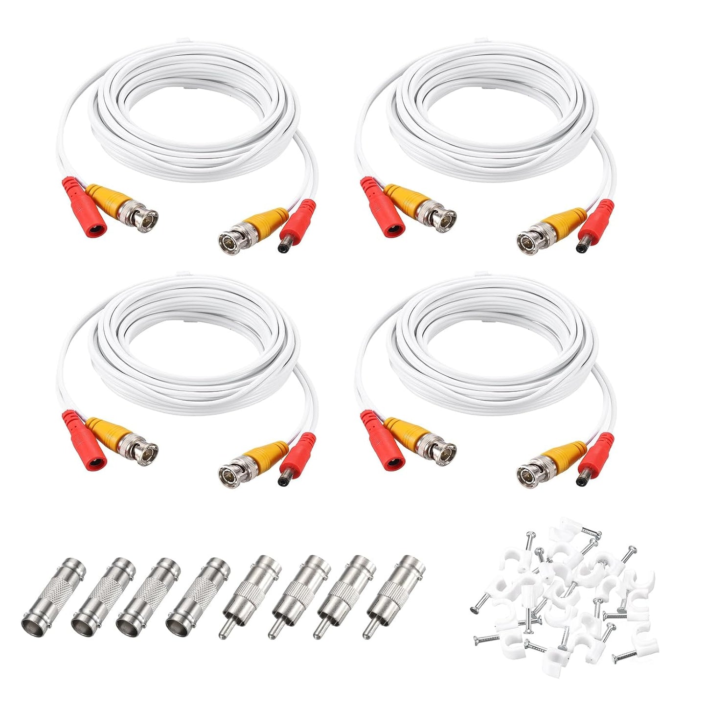 Cable,3m/10ft Cord,4 Set MECCANIXITY BNC Video Power All-in-One Security Camera Wire Cord DC Extension Wire for CCTV