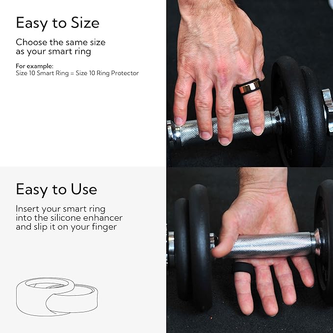 Rinfit Smart Ring Protector - Silicone Ring Enhancer for Active Lifestyle and Gym - StyleFit U.S. Design Patent - Black, Size 9