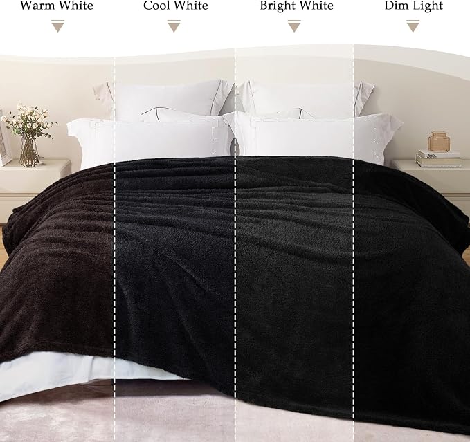 Exclusivo Mezcla Fleece King Size Bed Blanket, Ultra Soft, Lightweight and Fuzzy Black Blanket for Women, Home Decor, 90x104 Inches
