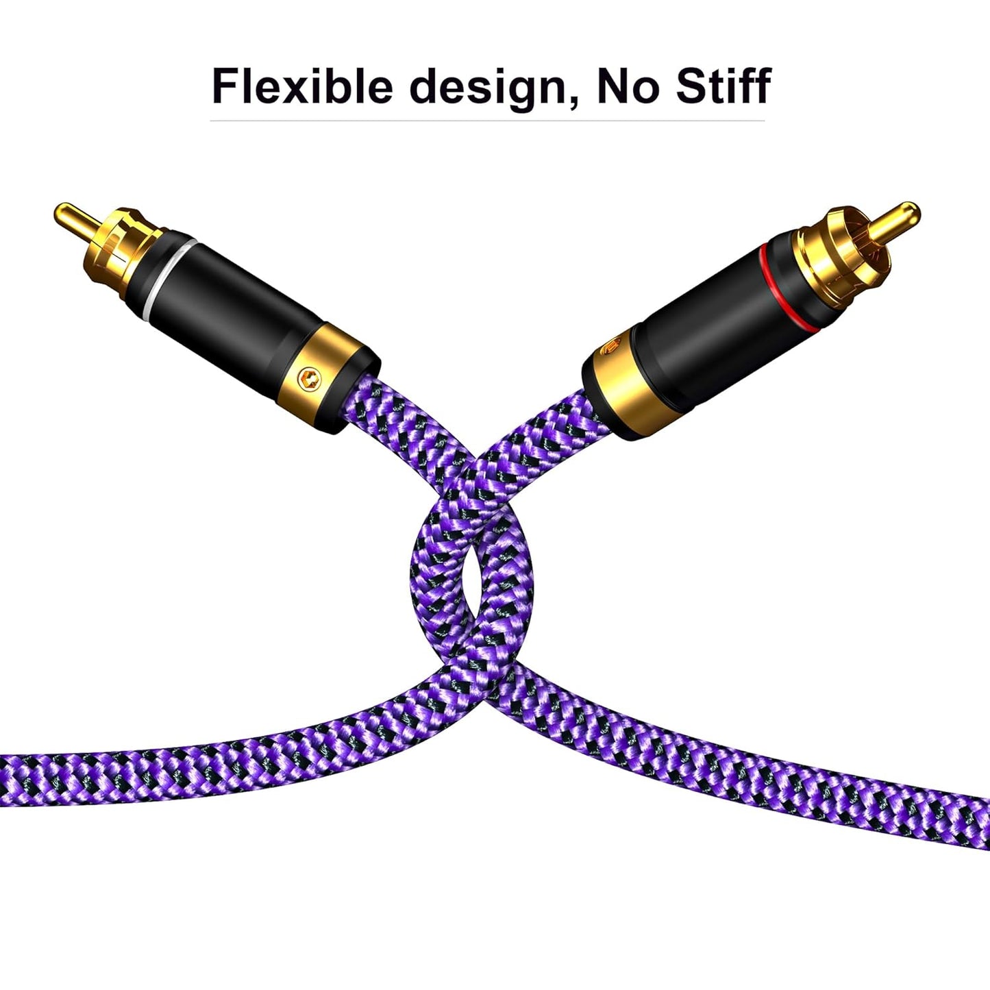 Veimeitk 2 2 24K (3.2FT/1m) RCA to RCA Audio Cable Heavy Duty Gold-Plated Pure Copper Shell Oxygen-Free Copper for Home