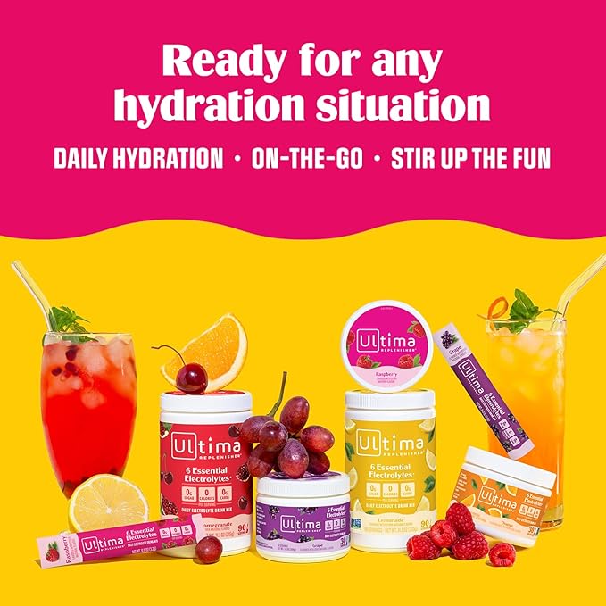 Ultima Replenisher Daily Electrolyte Powder Drink Mix – Sugar Free – Pink Lemonade, 90 Serving – Hydration Powder with 6 Key Electrolytes and Trace Minerals – Keto Friendly, Vegan, Non-GMO