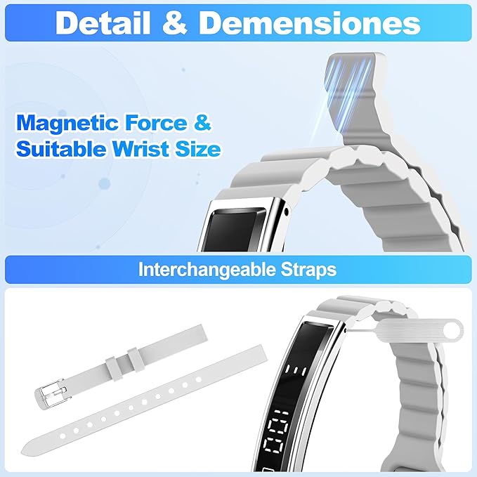 Sleep & Fitness Tracker with 2 Bands, Lightweight Smart Bracelet Wristband for Women Men, 24/7 Heart Rate, Blood Oxygen & Stress Monitor, Waterproof Health Trackers, No Subscription Fee (White)