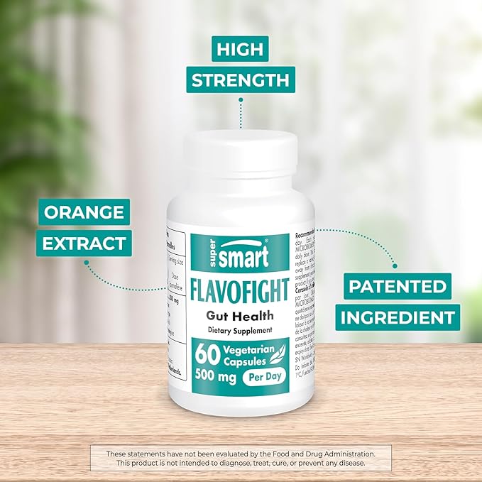 SuperSmart - FlavoFight 500mg per Day (Patented & High Strength) - Citrus Sinensis Extract Supplement - Orange Flavonoids | Non-GMO & Gluten Free - 60 Vegetarian Capsules