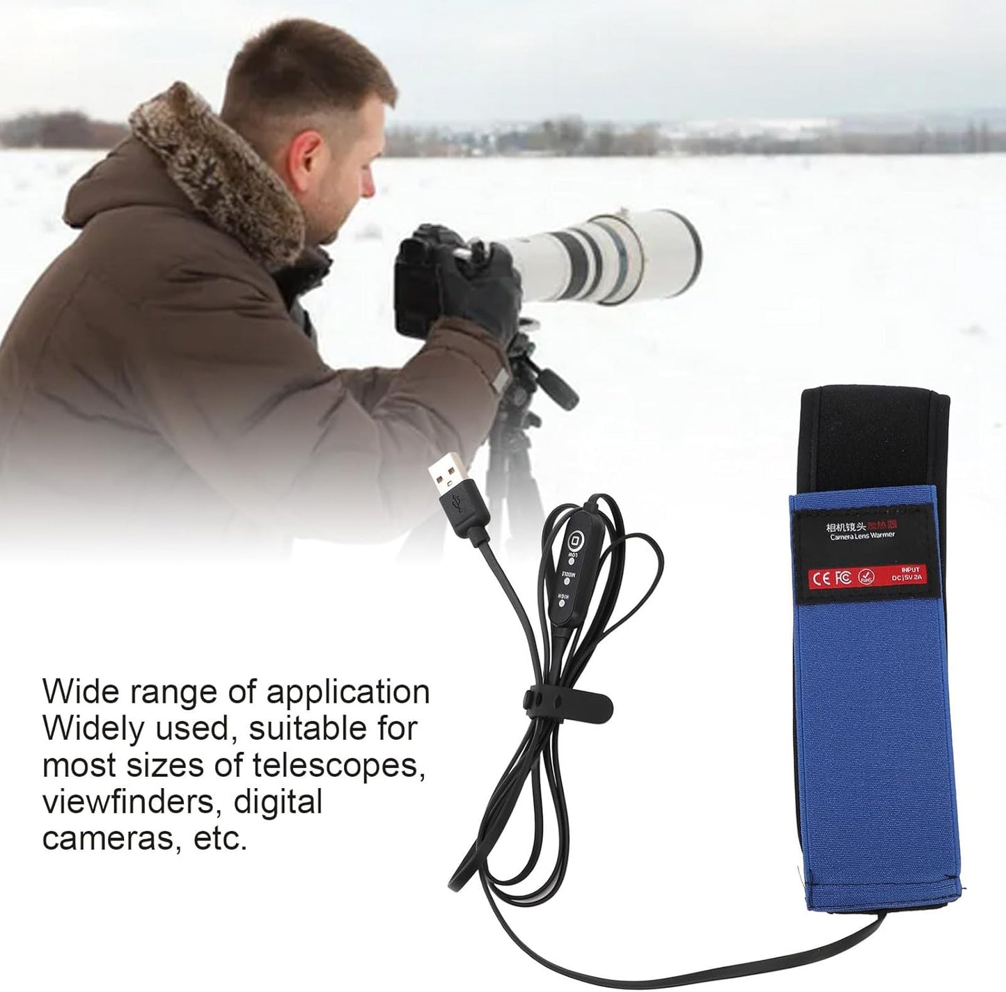 Zopsc 3 (425mm) Lens Heater Strip, Temperature Adjustable USB Dew Heater for Telescopes, Cameras, and Viewfinders