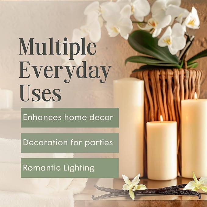 Mister Candle Dripless Vanilla Scented Ivory Pillar Candle Hand Made Vanilla Pillar Candles with Essential Oils for Home Decor, Premium Wax, 100 Hr Burn Time (4x6 inch)