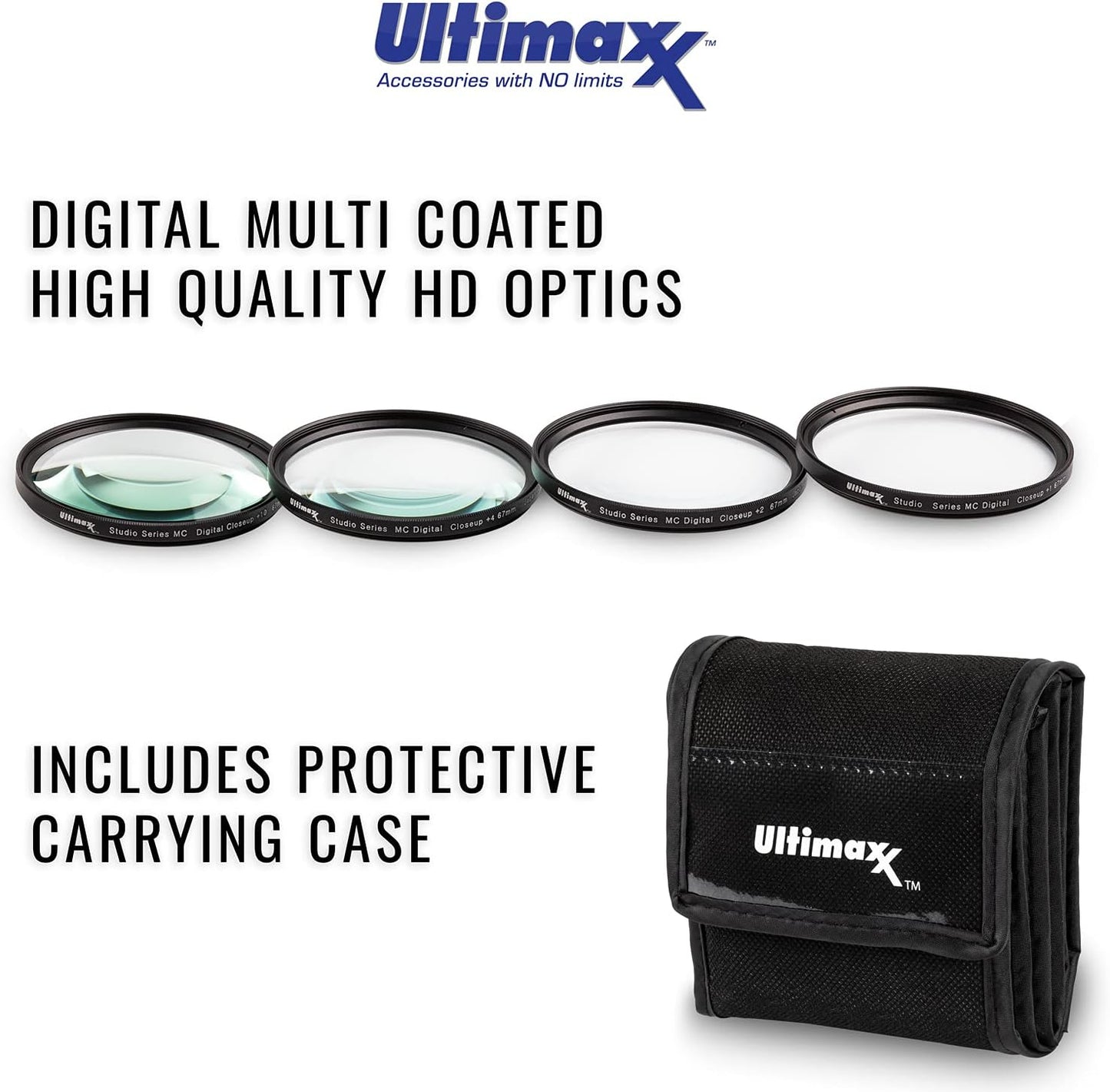 Ultimaxx 5 Set +1 +2 +4 +10 (49mm) Universal Piece Multi Coated HD Macro Close Up Lens Filter Kit for Canon Nikon Sony