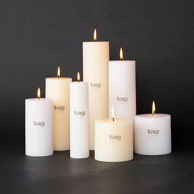 tag Chapel 2X5 Ivory Pillar Paraffin Wax Candle Unscented Drip-Free Long Burning 32 Hours for Home Decor Wedding Parties 2x5 Ivory