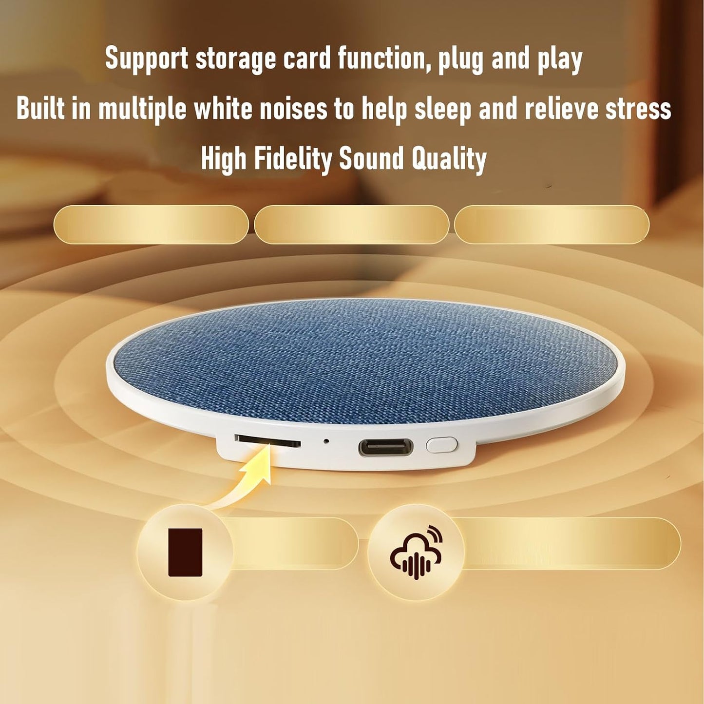 Bewinner 3 Bluetooth Pillow Speaker for Side Sleepers | Slim Design with Modes (Bluetooth/TF Card/White Noise), Auto