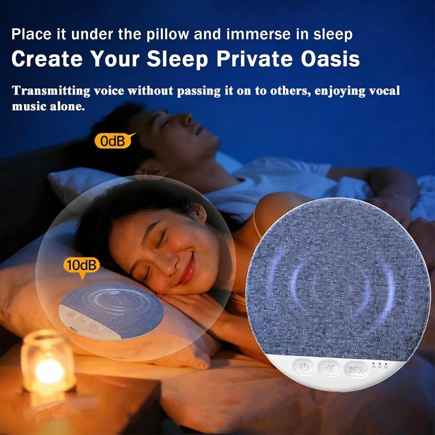 Generic 5.4, 9.6x9.6cm 250mAh 40mm Pillow Speaker for Sleeping, Sleep Pillow Speaker, with White Noise & Wireless