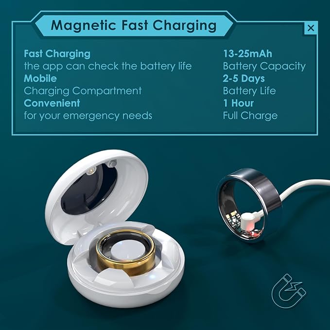 Smart Ring Health Monitoring 5ATM Waterproof Fitness Tracker with Glossy Titanium Surface Blood Oxygen/Sleep/Stress Tracking Women?™s Cycle Prediction Sport Ring Compatible with iOS/Android Black 11