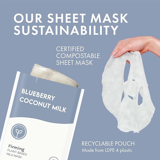 ESW Beauty Blueberry Coconut Milk - Firming Plant-Based Milk Face Mask - Rejuvenating with Blueberry & Coconut for Mature Skin - Firms & Reduces Fine Lines