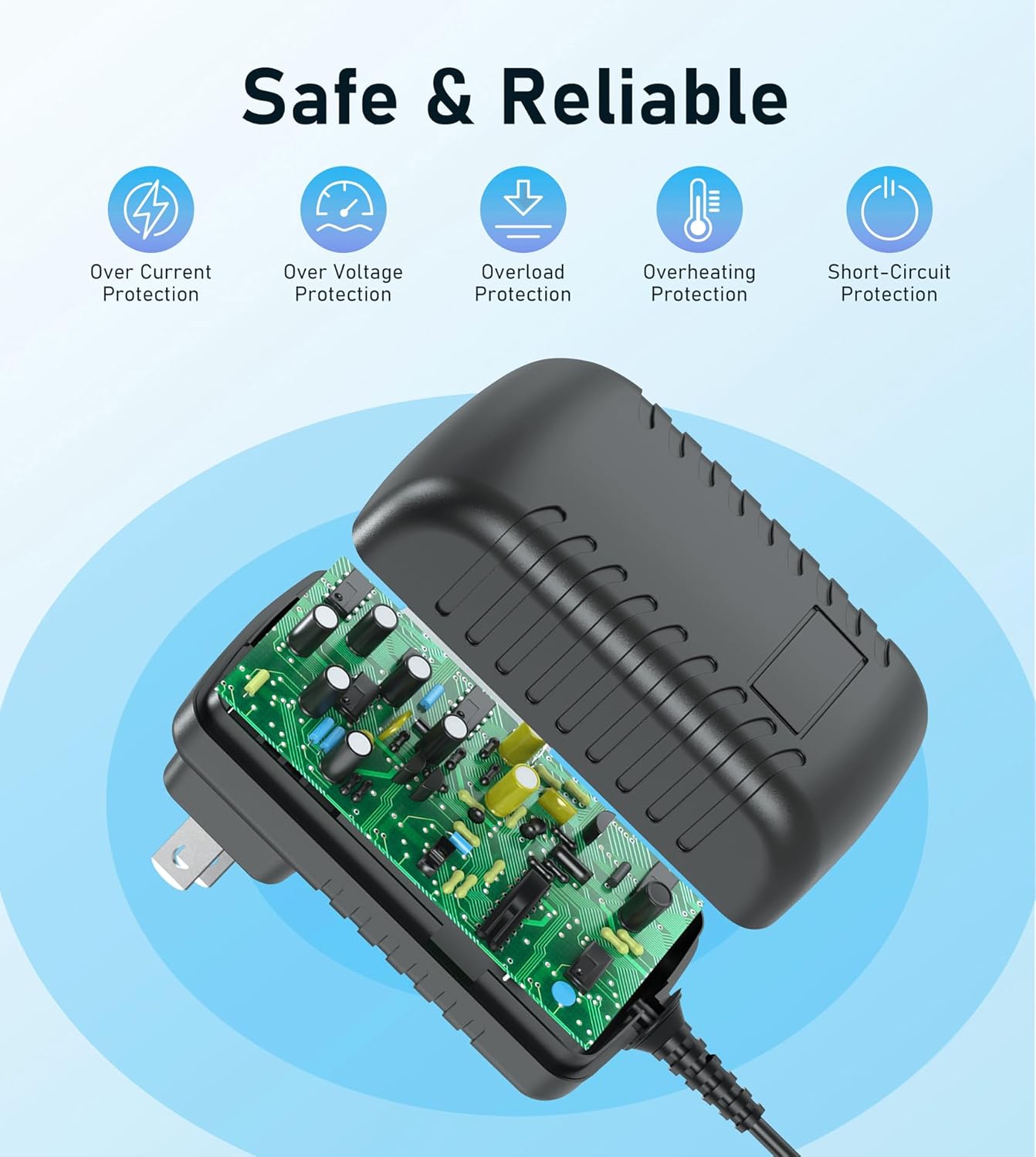 Beudsa ChargN 15V 2A 10 100-240V 50-60Hz, DC Power Supply Charger with Interchangeable DC Plugs, AC Adapter for Pet