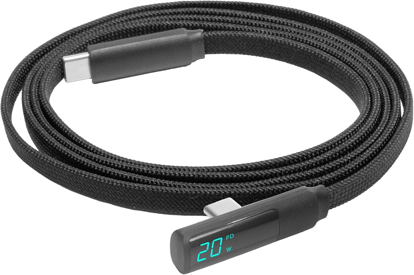 BoxWave TIMMKOO Q5 MP3 (4ft) (100W), Cable Compatible with WiFi Player - PowerDisplay PD Right Angle Cable - USB-C