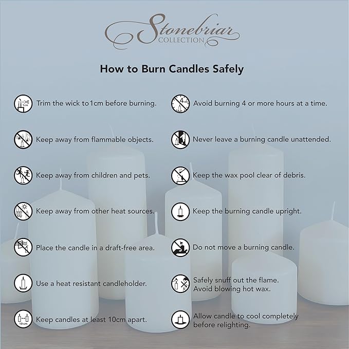 Stonebriar Unscented White Tall Pillar Candles, 65 Hour Burning Candle Pillars, Perfect for Decor, Weddings, Emergencies 3" X 6", 6 count