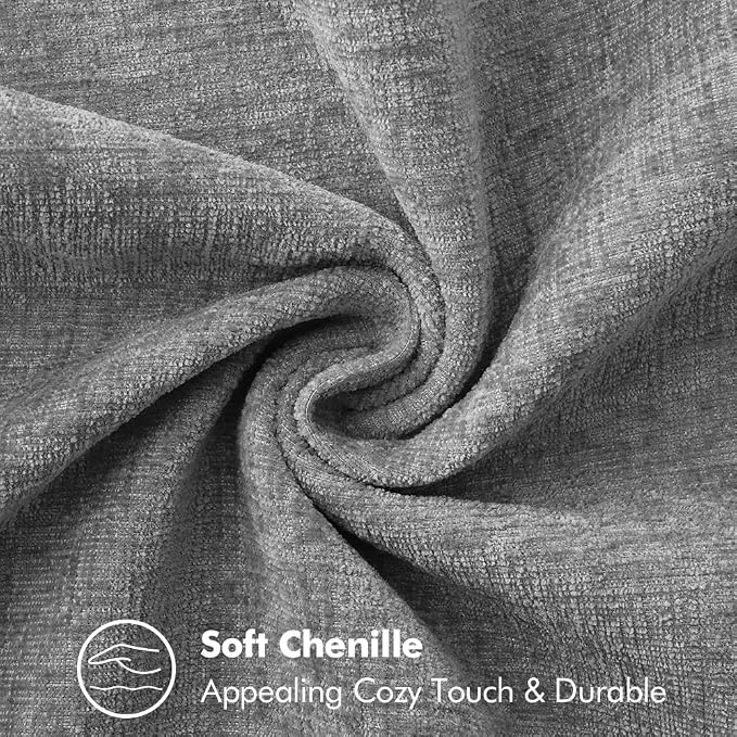 MIULEE Pack of 2 Lumbar Throw Pillow Covers 12x20 Inch Dark Gray Farmhouse Decorative Pillow Covers with Stitched Edge Soft Chenille Solid Dyed Pillow Covers for Couch Sofa Bed Living Room