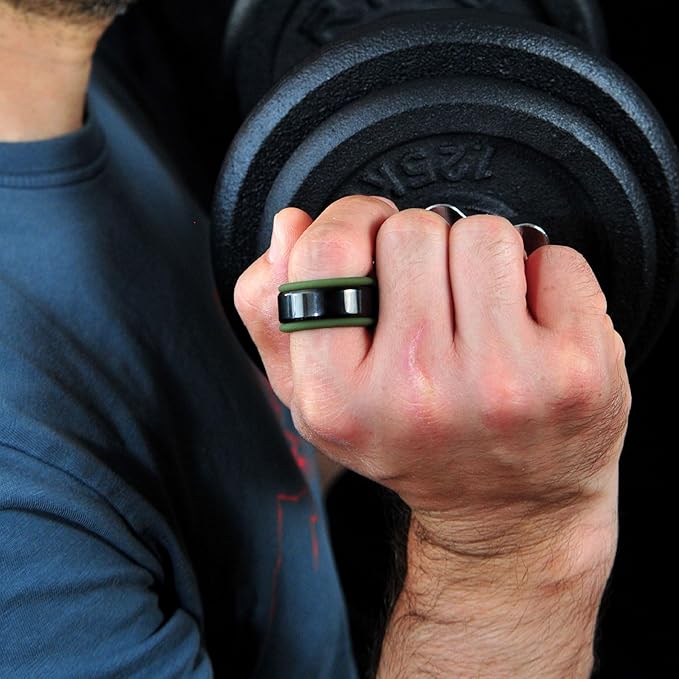 Rinfit Smart Ring Protector - Silicone Ring Enhancer for Active Lifestyle and Gym - StyleFit U.S. Design Patent - Green, Size 12