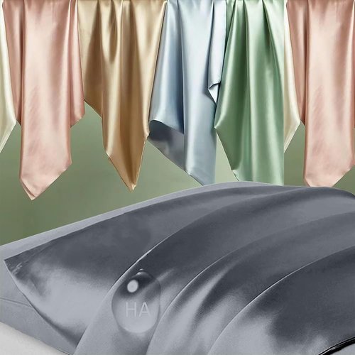 Mulberry Silk Pillowcase Set - 2 Pack Queen Size | Anti-Acne & Hair Care | Space Grey