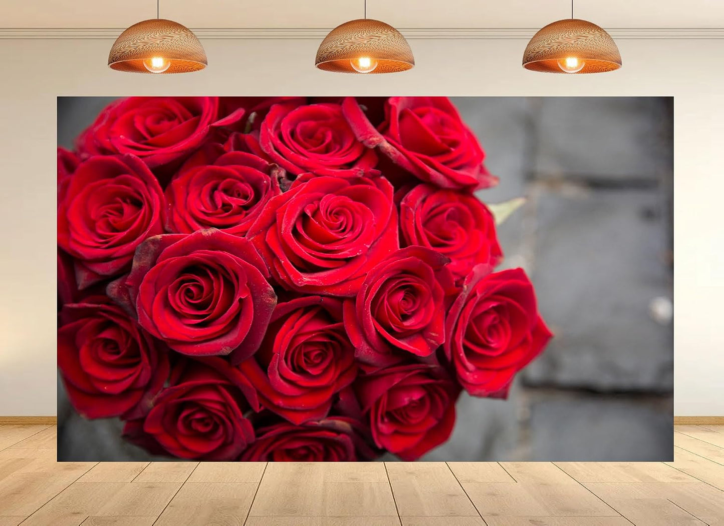 UPXIO 7x7ft Red Rose Bouquet Close Up Backdrop Romantic Floral Arrangement Photo Background Tapestry for Valentine's