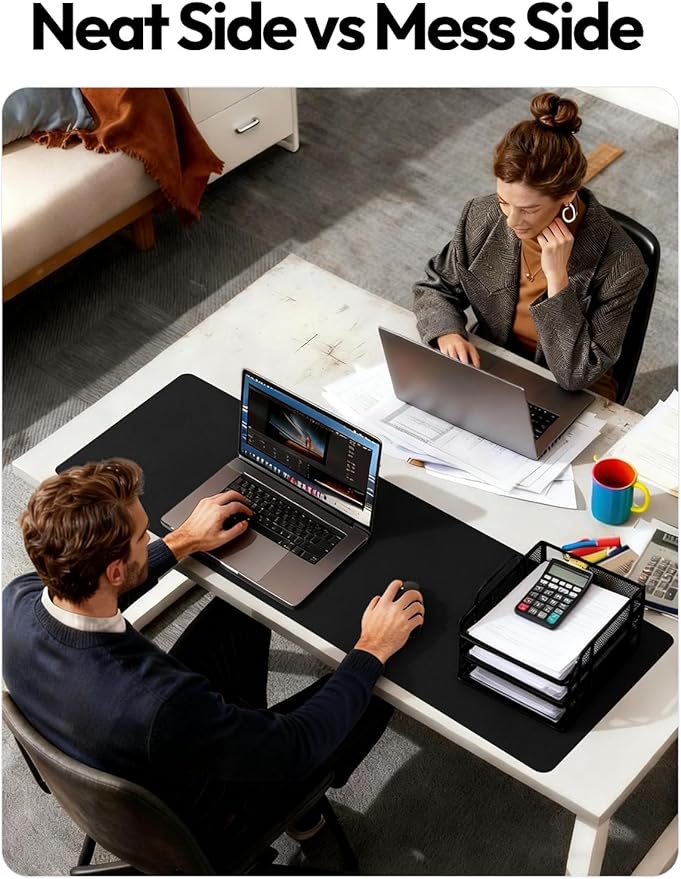 YSAGi Leather Desk Protector, Office Mat, Large Mouse Mat, Non-Slip PU Leather Blotter, Laptop Desk Mat, Waterproof Writing Pad for Office and Home(Black, 63" x 17.2")