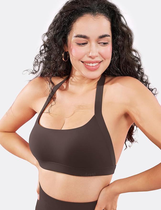 VOYJOY Sports Bras for Women Basic Wireless Bra Crop Workout Yoga Bra Sexy Tank Top