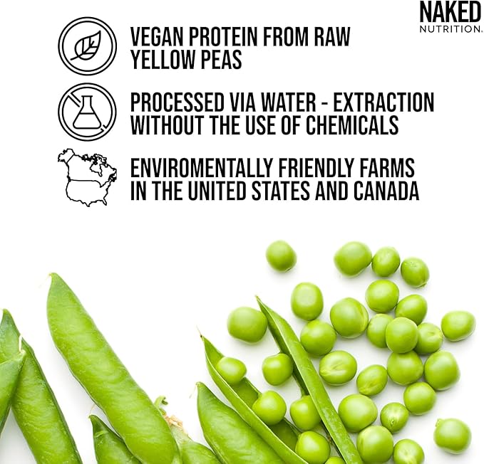 NAKED Pea - 5LB 100% Pea Protein Powder from North American Farms - Unflavored Vegan Pea Protein Isolate - Plant Protein Powder, Easy to Digest - 76 Servings